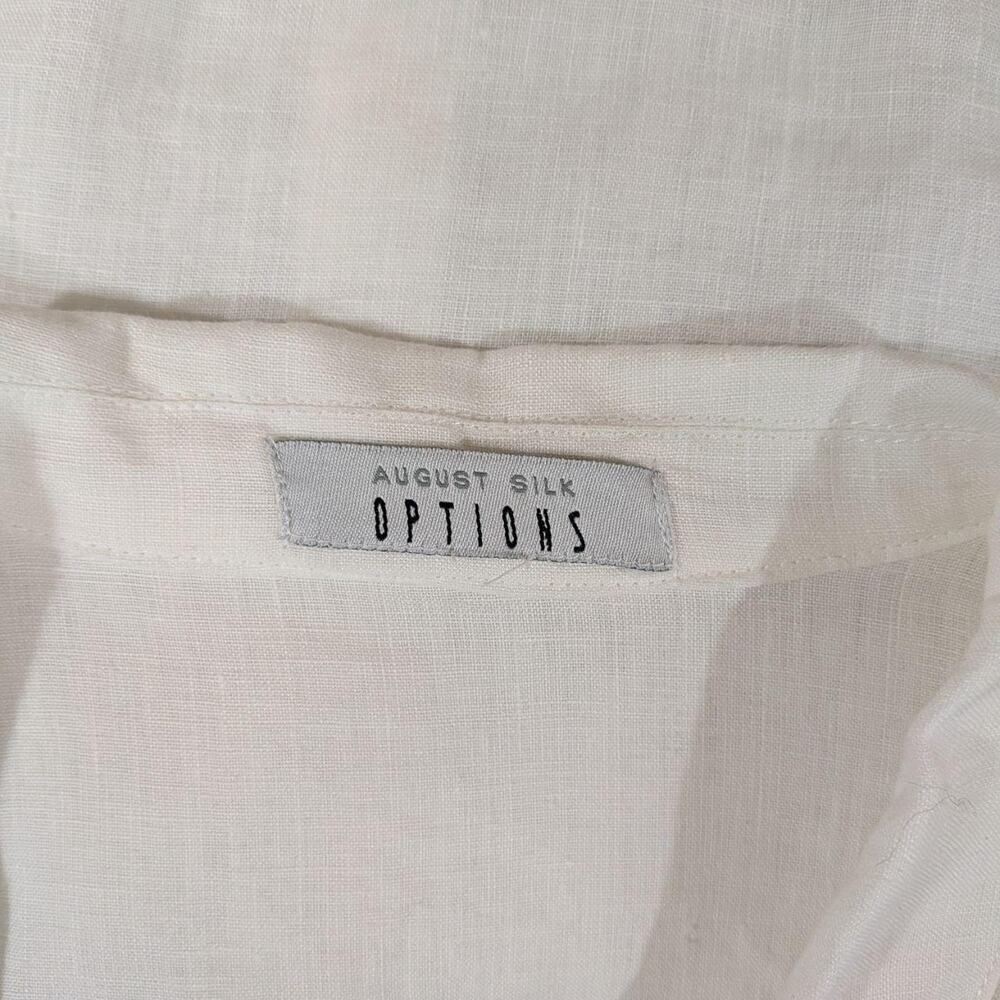 August Silk Options white 100% linen button‑front blouse - Picture 4 of 7